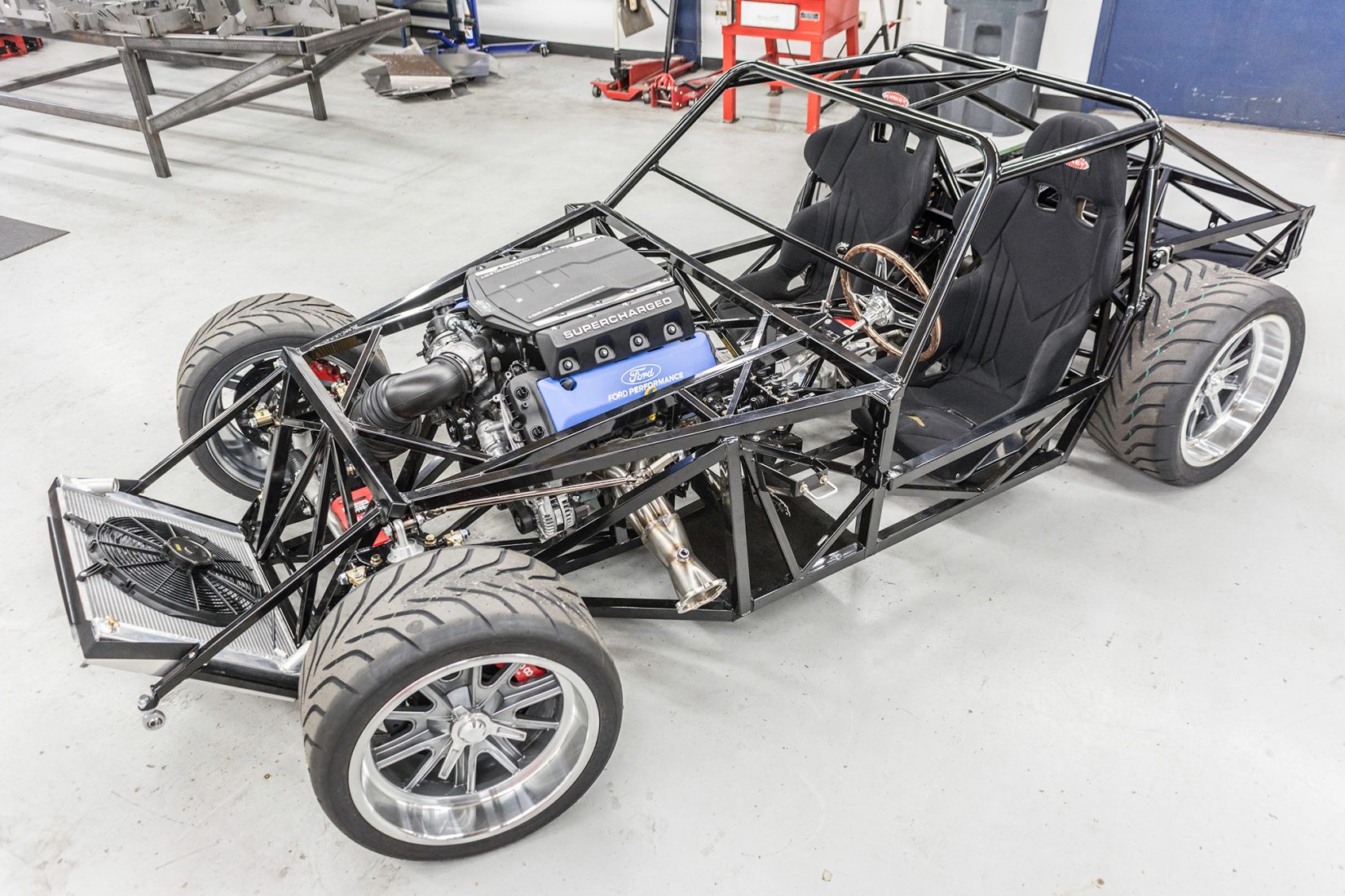 The new chassis was tested and delivers 7.5 times more torsional rigidity than the Gen 1 and Gen 2 cars! Thanks to the muscle in modern CAD and our 20 years+ of chassis engineering, the new Factory Five Gen 3 Coupe chassis is the most rigid FFR frame to date. Even stronger than the mighty GTM! This is a huge deal since a strong chassis delivers the best ride quality and the highest performance on the track.