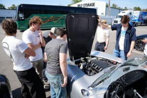 MK5 Roadster engine bay during a build demonstration